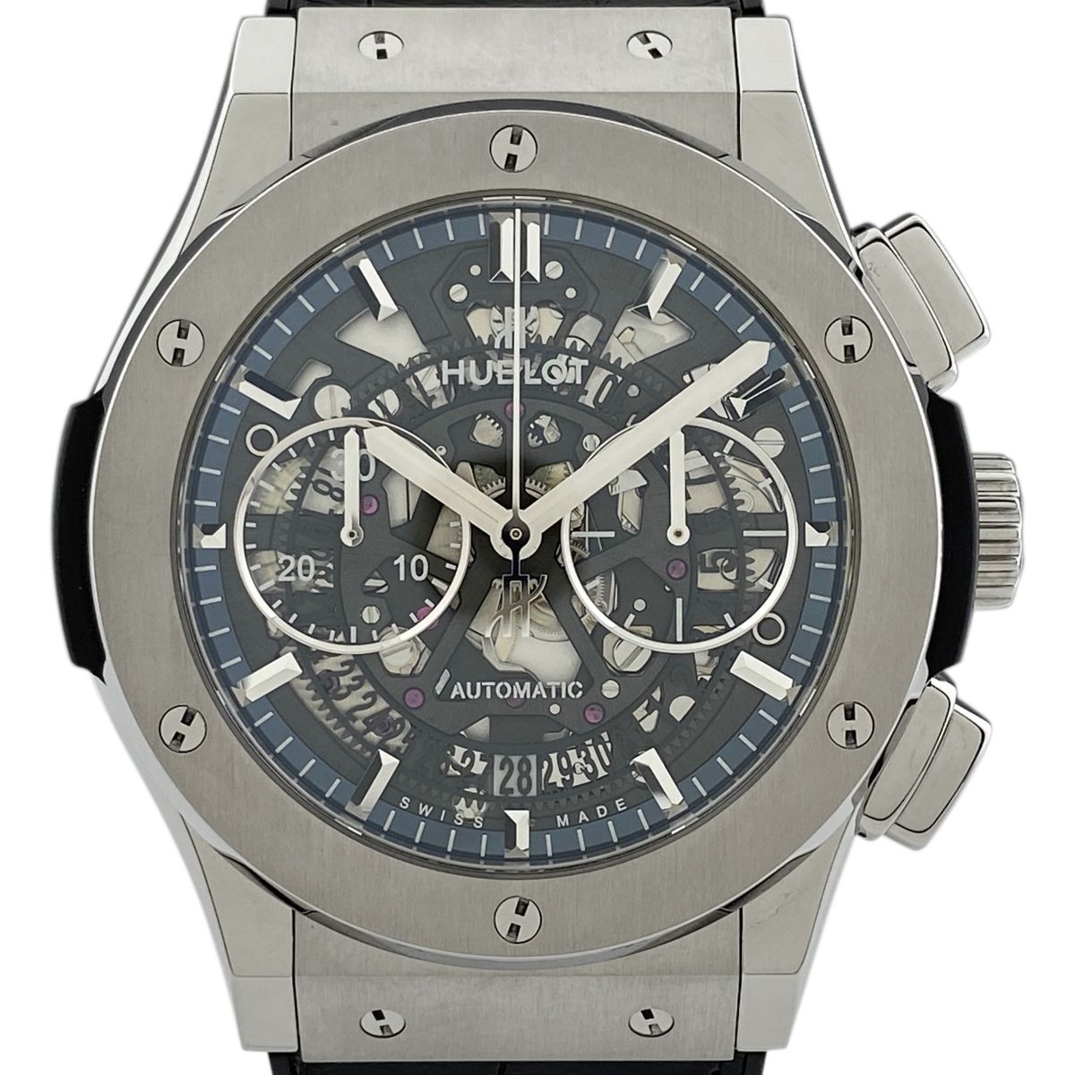 ウブロ HUBLOT クラシックフュージョン アエロ クロノグラフ チタニウム 525.NX.0170.LR 腕時計 チタン ラバー レザー 自動巻き メンズ 【中古】