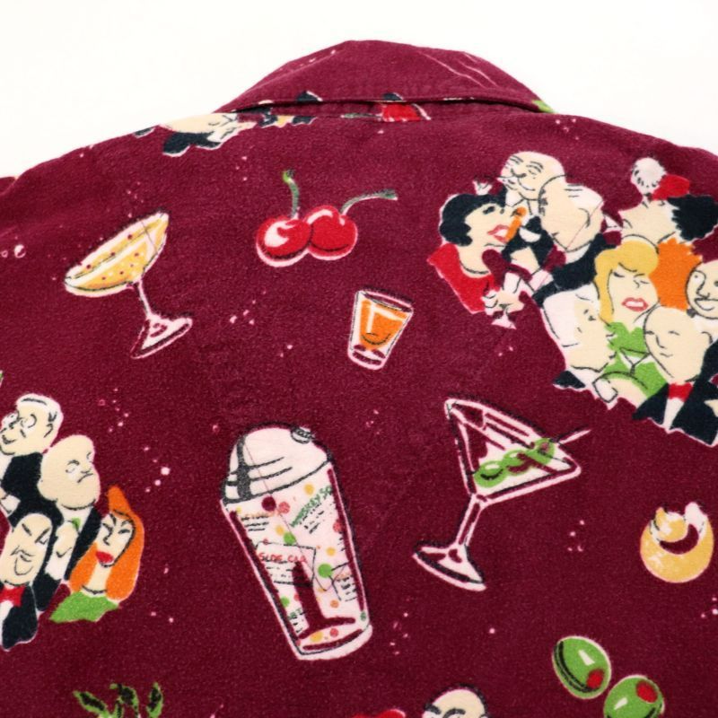00s ニック&ノラ Nick&Nora カクテル柄 パジャマシャツ メンズ 表記L