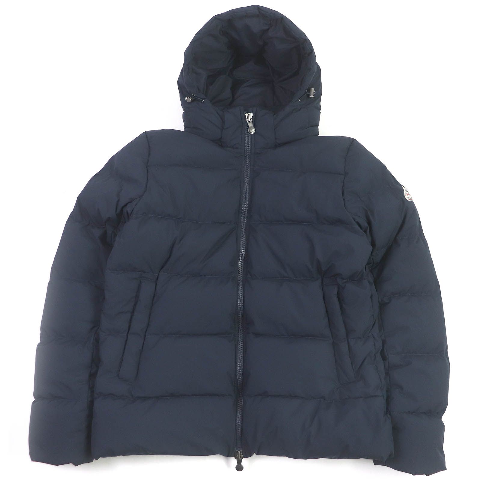 美品Pyrenex ピレネックス SPOUNIC MINI RIPSTOP ロゴワッペン付き WZIP フーデッド ダウンジャケット パフィージャケット ネイビー M 正規品 メンズ