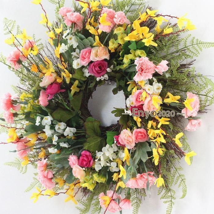 リース 花輪 母の日 ギフト プレゼント 春 プリザーブドフラワー リース 玄関飾り 造花 壁掛けフラワー 造花リース 壁掛けフラワー 装飾用3.6LYC631春物最旬