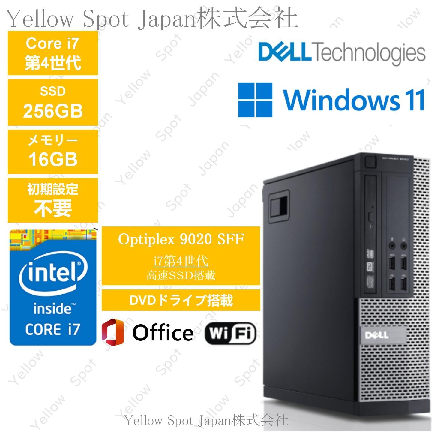 PC DELL OPTIPLEX 9020 SFF デスクトップパソコン Core i7 第4世代 16GB SSD256G 動作 済 Win11 Pro 搭載 整備済み品