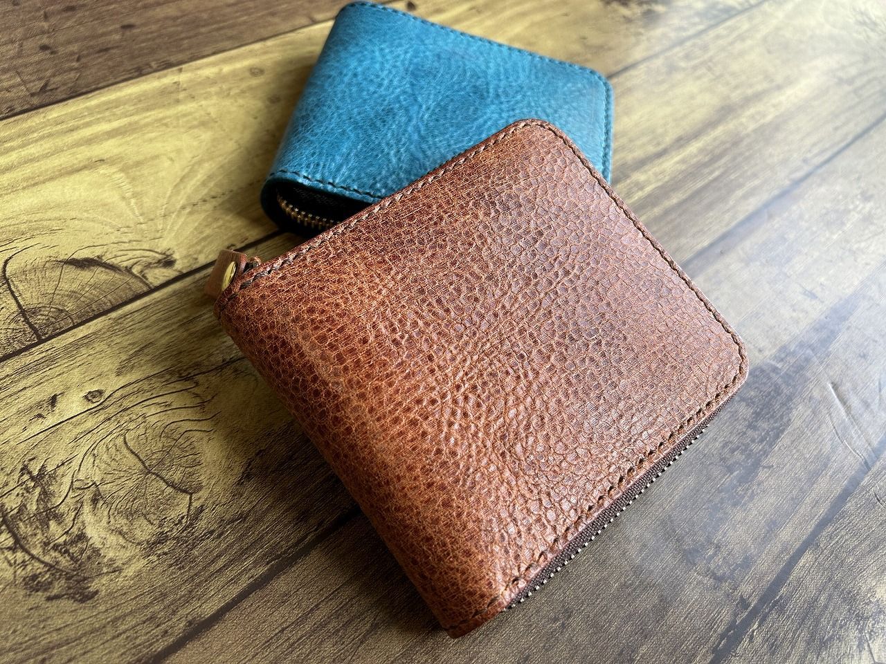 ガントウ【姫路レザーシュリンク】ラウンドファスナーハーフウォレット 姫路レザー】ラウンドファスナーハーフウォレット ブラウン【プルアップ】