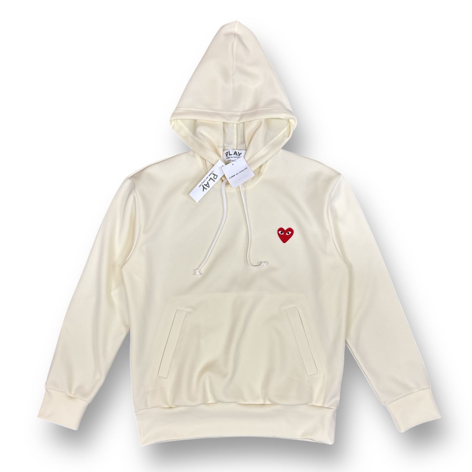 定価17490円 新品 PLAY COMME des GARCONS 24SS PLAY HOODED SWEATSHIRT RED HEART フーディー パーカー プレイコムデギャルソン AX-T174 イエロー L 75286A5