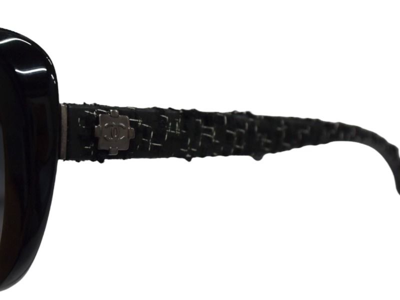 美品 CHANEL サングラス ツイードデザイン ブラック CHANEL シャネル ツイード サングラス ブラック プラスチック