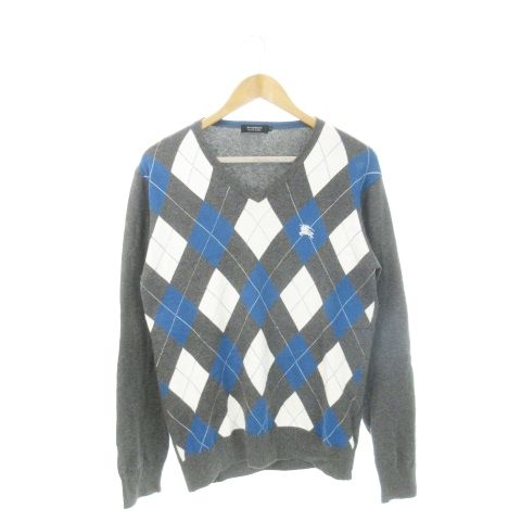 BURBERRY BLACK LABEL チェック柄Vネック ニットセーター M バーバリーブラックレーベル BURBERRY BLACK LABEL ニット