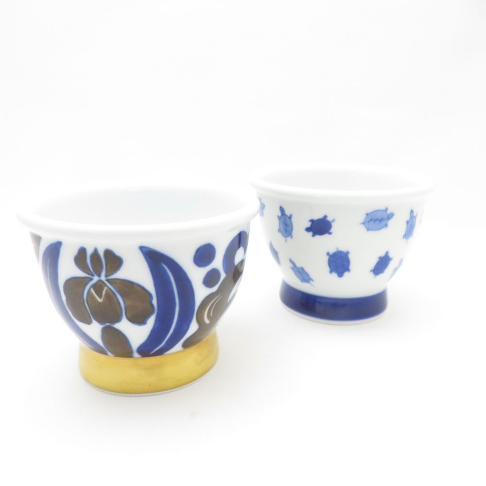 Fukagawa Seiji 深川製磁 光琳風染付 染付亀 碗 2点 セット ボウル 茶碗 カップ SM4749B4