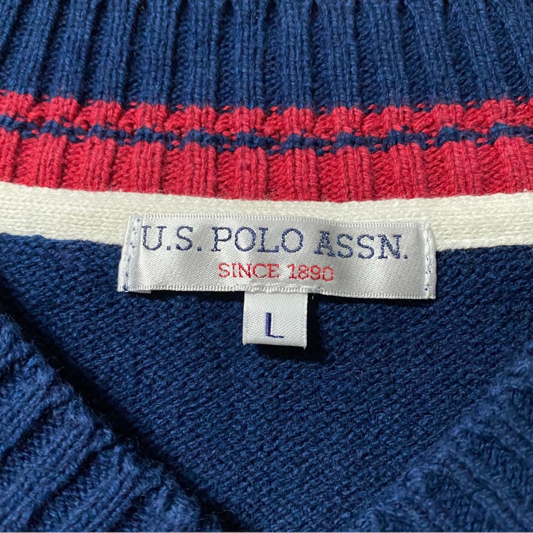 U.S.POLO ポロアッスン Vネックニット チルデン ロゴ刺繍 人気カラー