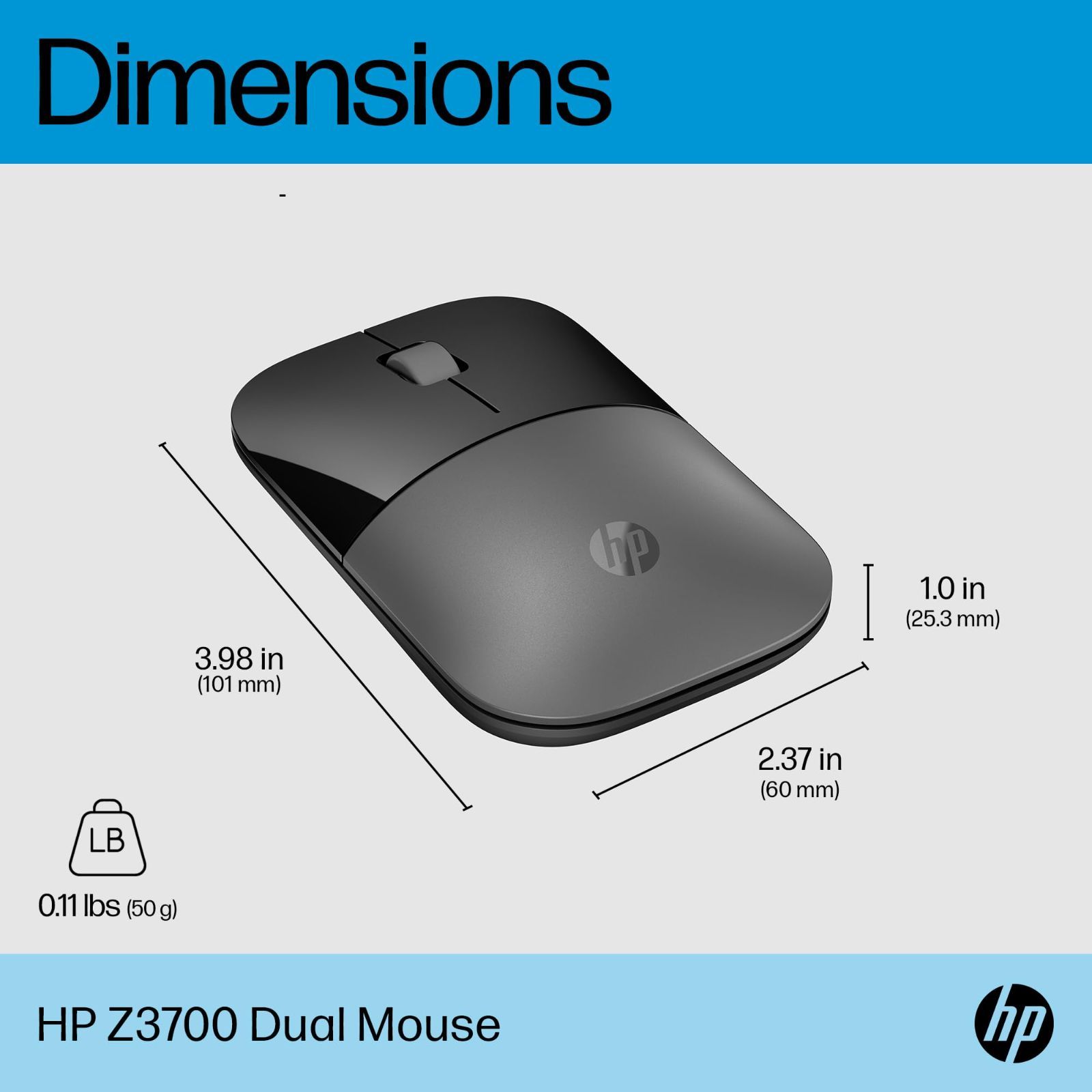 【在庫処分】HP ワイヤレスマウス 無線 マウス 静音 Z3700 デュアルワイヤレスマウス Windows Mac ChromeOS Bluetooth接続 2.4Ghzドングル 対応 静音マウス(シルバー)【国内正規品】