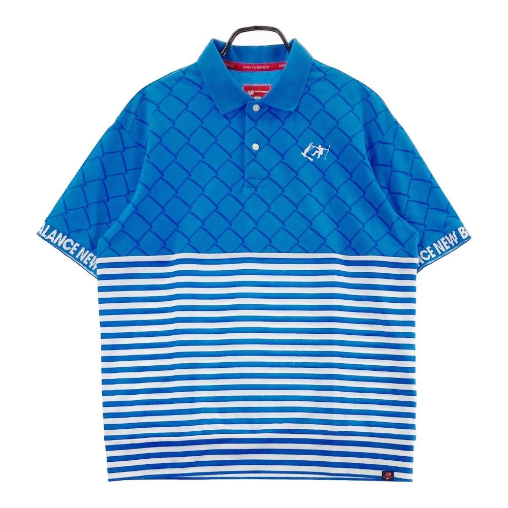サイズ：6 NEW BALANCE GOLF ニューバランス  半袖ポロシャツ ボーダー柄 ネイビー系 [240101442600] ゴルフウェア メンズ ストスト サイズ：6 NEW BALANCE GOLF ニューバランス 半袖ポロシャツ