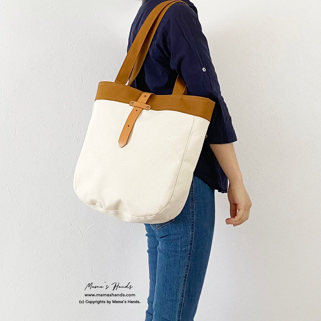 頒布 レンガ x 生成り バイ ナチュラル ヌメ革 中 軽い トートバック