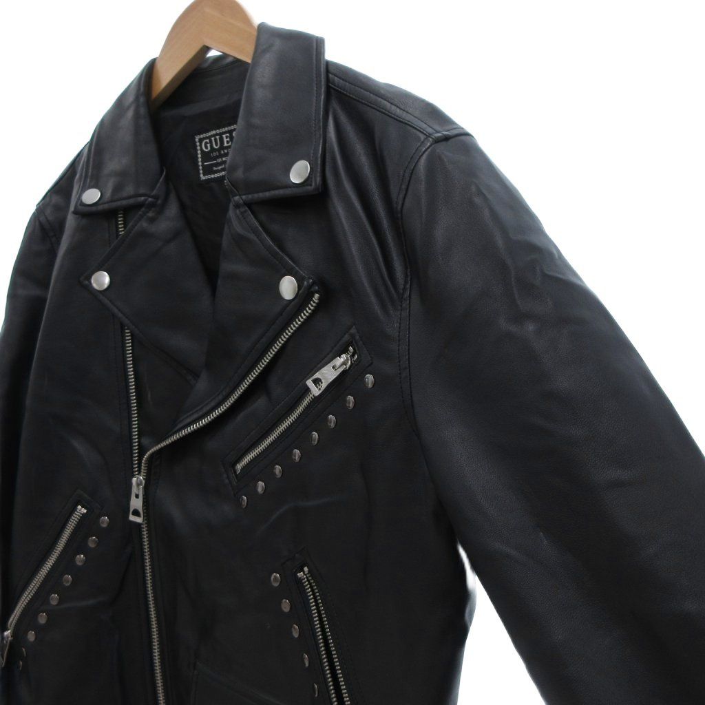 GUESS　ゲス　ライダースジャケット　花刺繍　黒　ブラック　Ｍ　フェイクレザー Unisex Faux Flower Riders Jacket フェイクレザーフラワー花柄