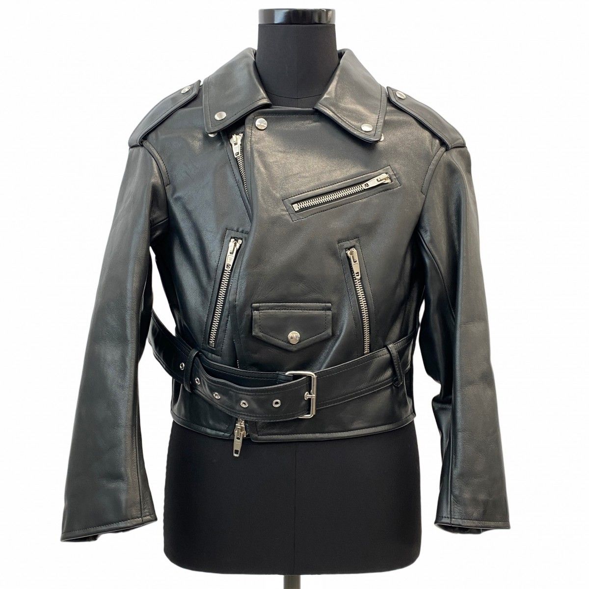 SALE【4apu0180】バレンシアガ ライダースジャケット 36 16AW　スウィングトップダブル ブラック レーヨン 牛革 446474【中古】メンズ
