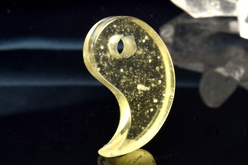 1点物】AA激レア☆透明レモンカラー リビアングラス 24x15mm