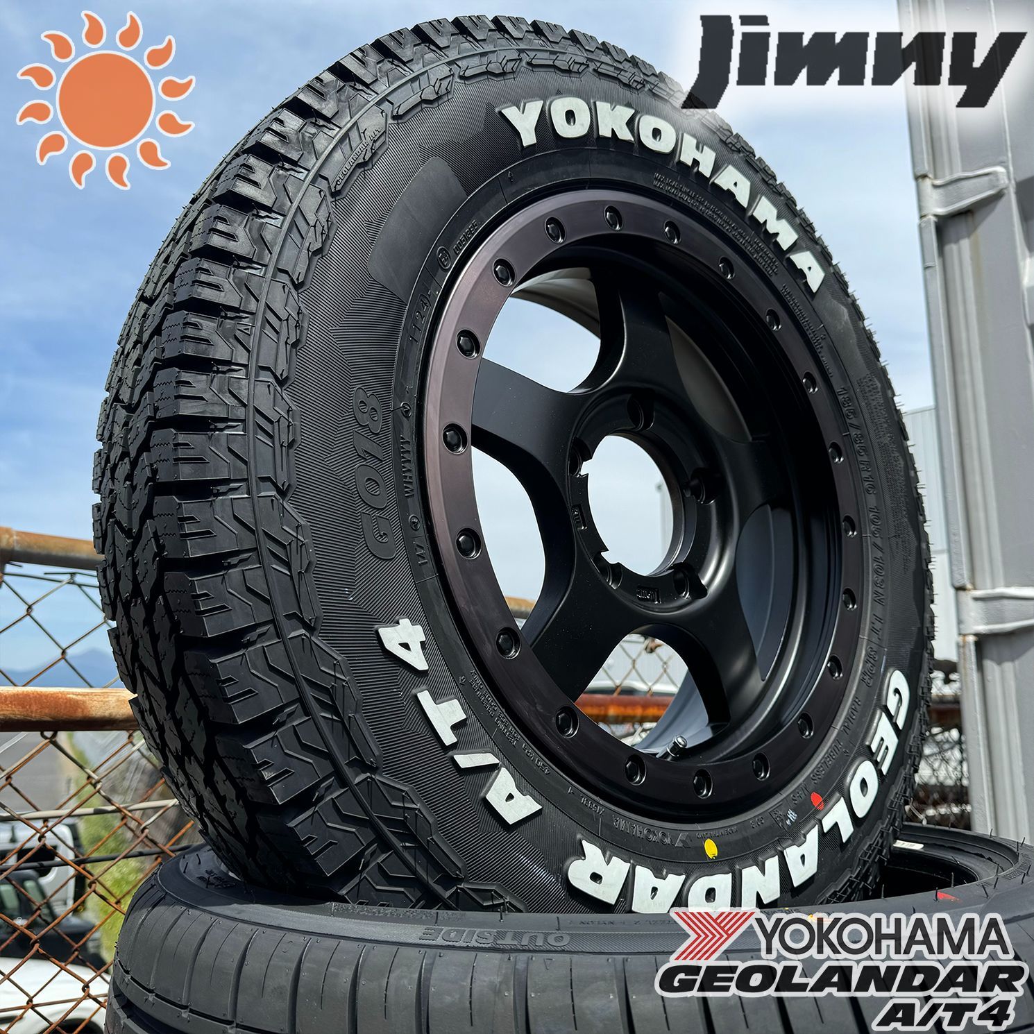 ヨコハマタイヤ 4本セット ジムニー JB23 JB64 JA22 JA12 JA11 BDX08 ヨコハマ ジオランダーAT 185/85R16 タイヤホイールセット 16インチ ホワイトレター