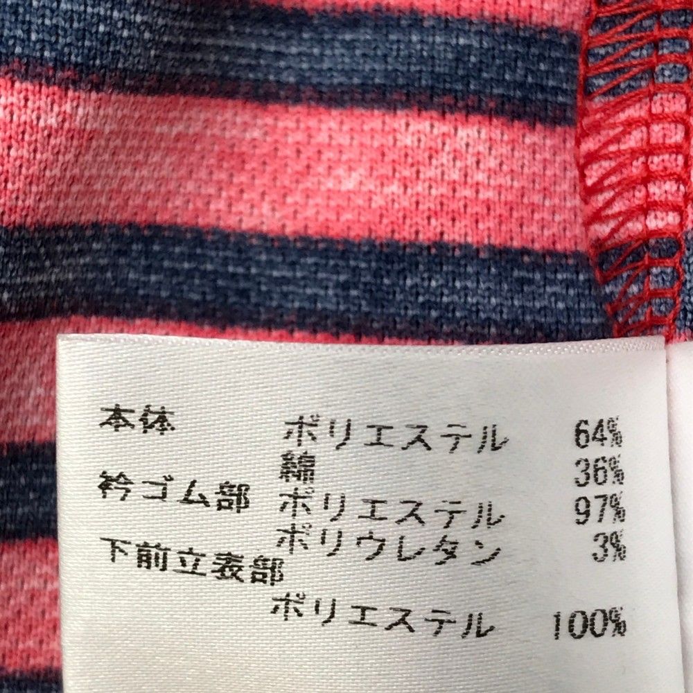 サイズ：L MUNSING WEAR マンシングウェア  半袖ポロシャツ ボーダー 総柄 レッド系 [240101435499] ゴルフウェア レディース ストスト サイズ：L MUNSING WEAR マンシングウェア 半袖ポロシャツ