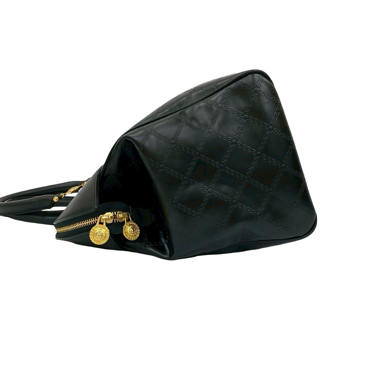 極 美品 VERSACE ヴェルサーチ サンバースト ロゴ 金具 レザー