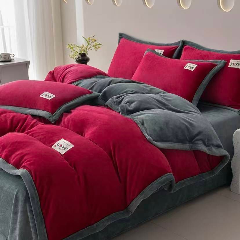 布団カバー 3点 4点セット 冬用 厚手 高密度 ミルクフランネル 両面ボア調 掛け布団カバー シーツ 枕カバー 保温 防寒 無地 おしゃれ MARWIL-DEMENAGEMENTS_CH