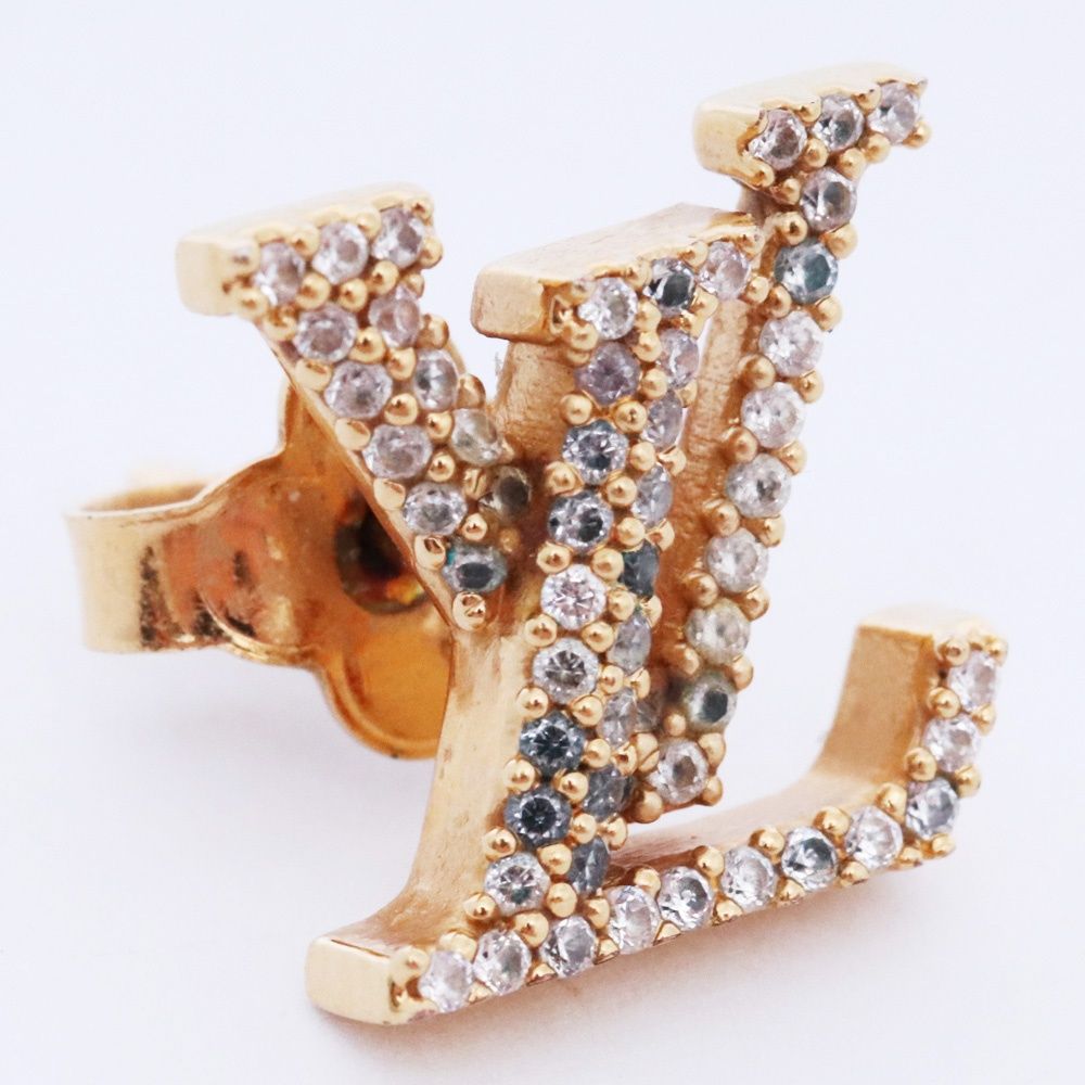 LOUIS VUITTON 片耳用 ピアス・LV アイコニック ストラス ゴールド