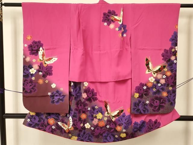 平和屋着物∵女の子 十三参り 子供 祝着 枝梅 金彩 逸品 DAAW2820ma  