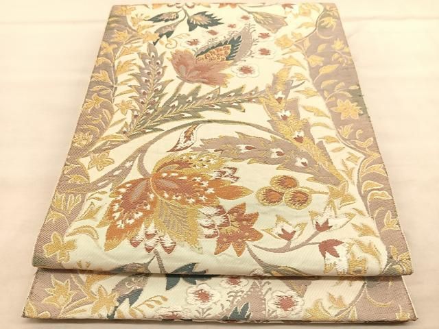 平和屋着物■全通柄袋帯　正倉院鳳凰亀甲花蝶文　金糸　逸品　ku1459