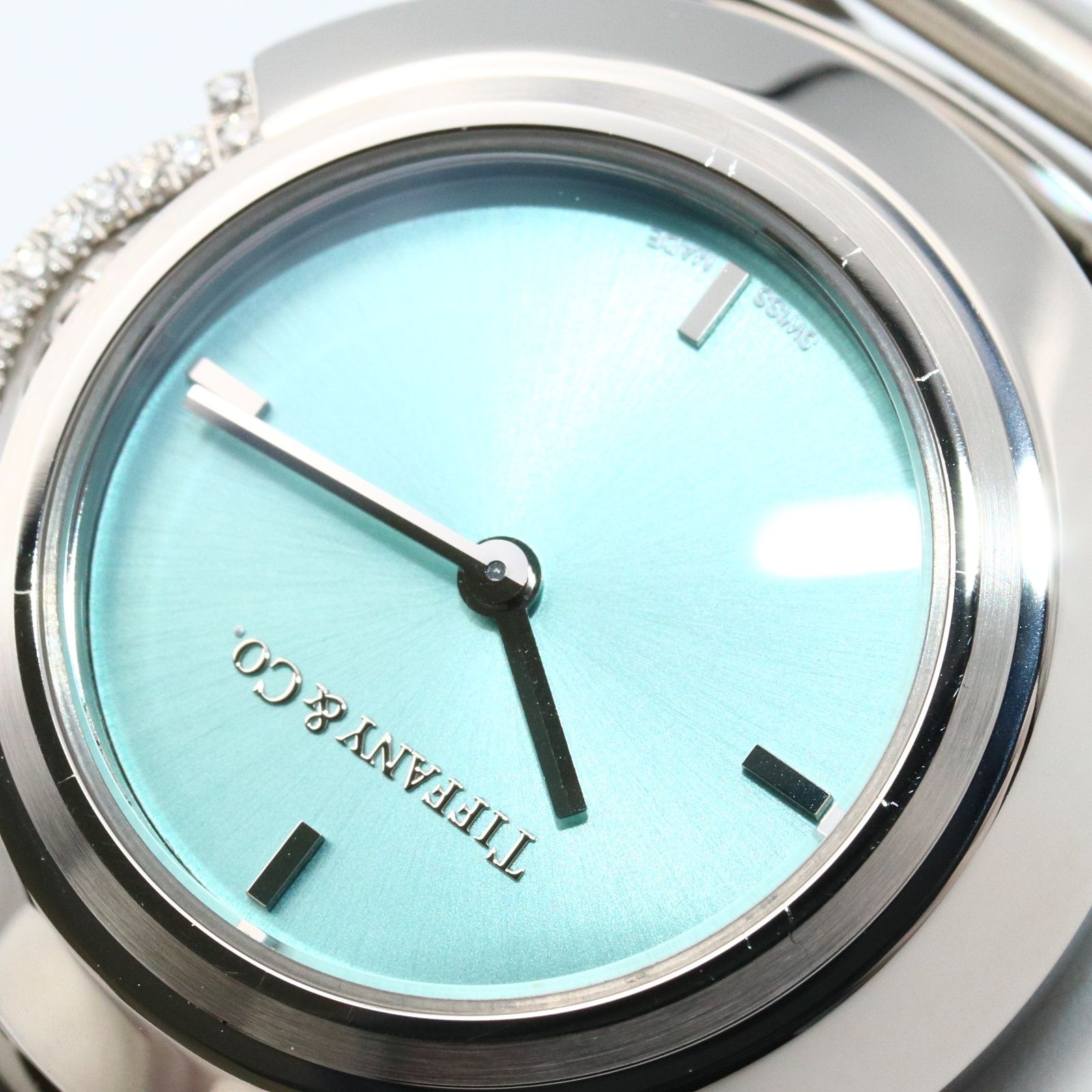 【15%OFF☆送料無料】 ティファニー TIFFANY＆CO 腕時計 ティファニーT 68477409 ティファニーブルー ステンレススチール ダイヤモンド ティファニーT レディース Used A 上品