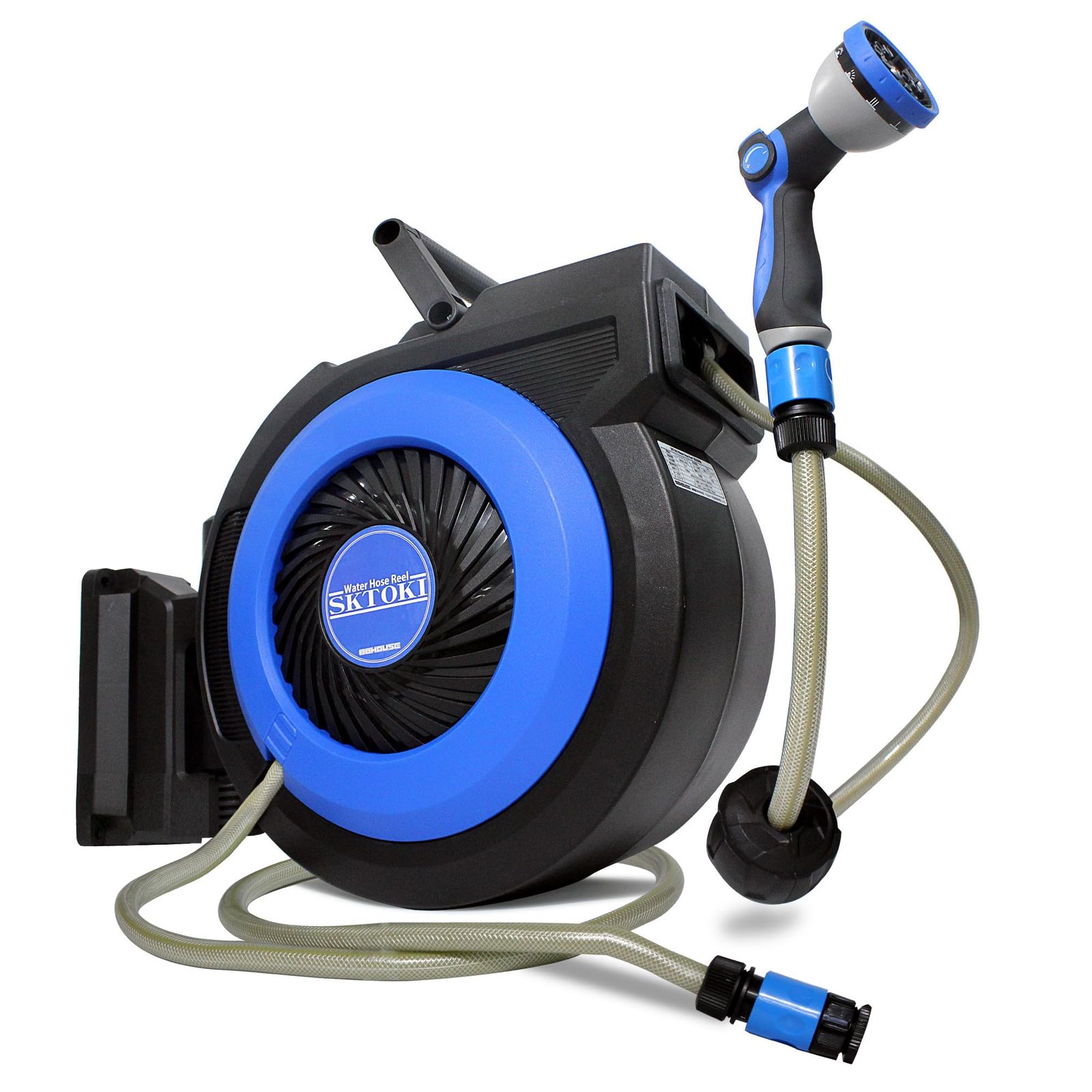 88HOUSE ㈱ハチハチハウス ウォーターホースリール 自動巻取式 15m 180°回転 自動巻き上げ ブラケット付 壁掛け 天吊り式 オート引き込み式 洗車 水やり 散水 ホースリール 持ち運び 日本語説明書付き Z517