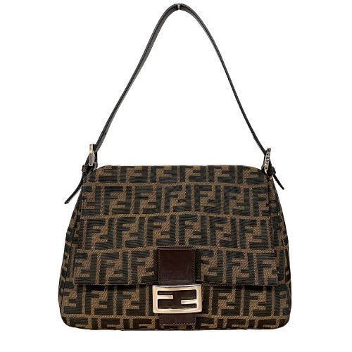 中古品・美品【FENDI】ダブルF キャンバス ハンドバッグ 中古】FENDI フェンディ ハンドバッグ キャンバス レザー