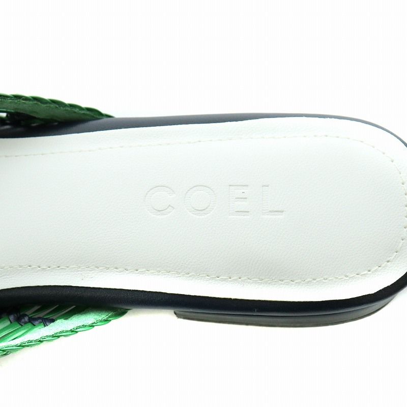 コエル COEL メッシュリボンミュール 37 23.5cm 緑 グリーン 黒 ブラック 183109063 |AN22 GY36 KIN-KAAI_COM