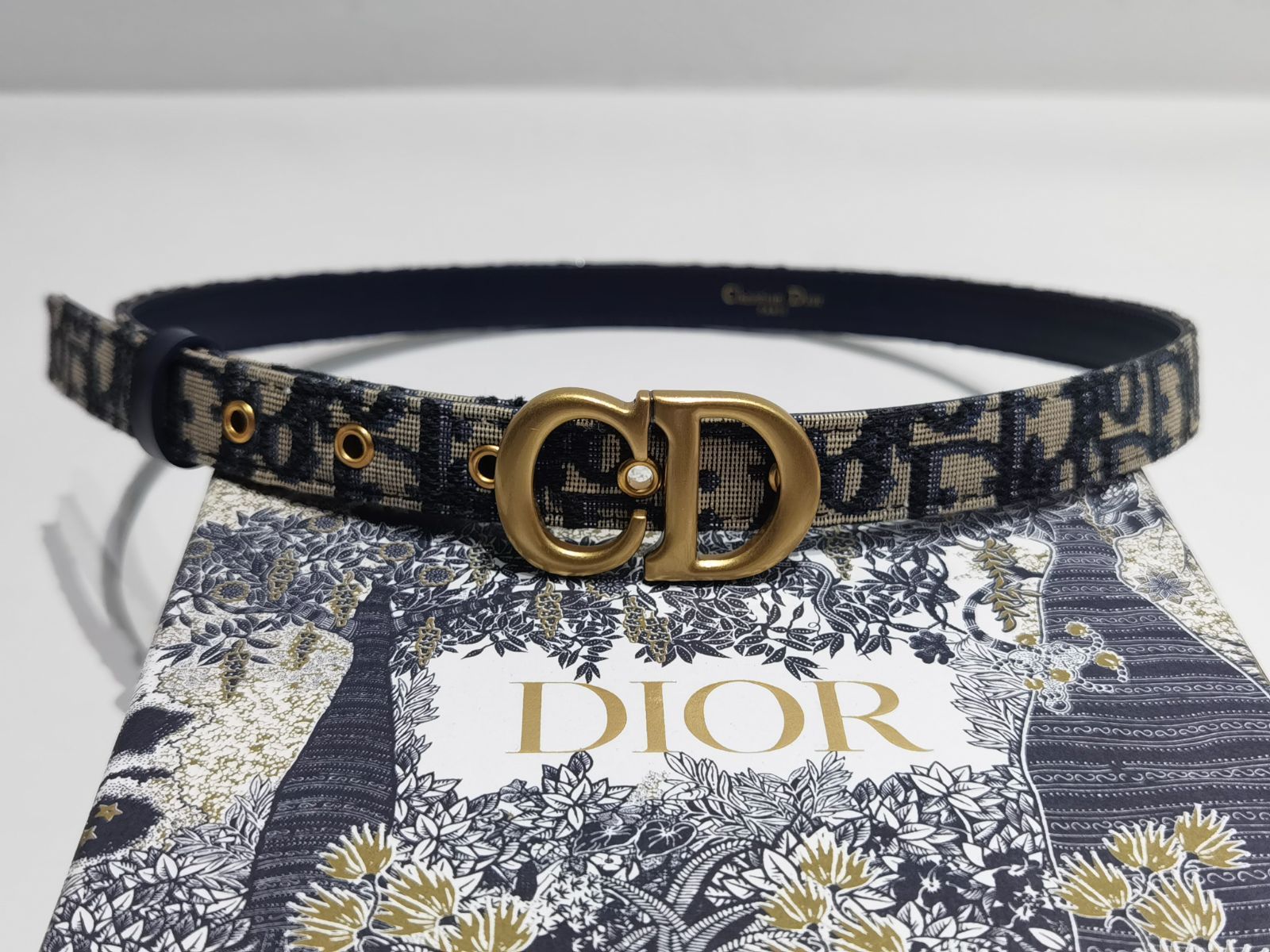 DIOR  SADDLE ベルト ネイビー紺 ベージュ  20mm