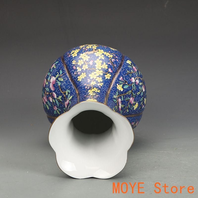 乾隆磁器琺瑯彩花果紋花口瓶 景徳鎮 トップ 陶磁器 装飾品 現代工芸品