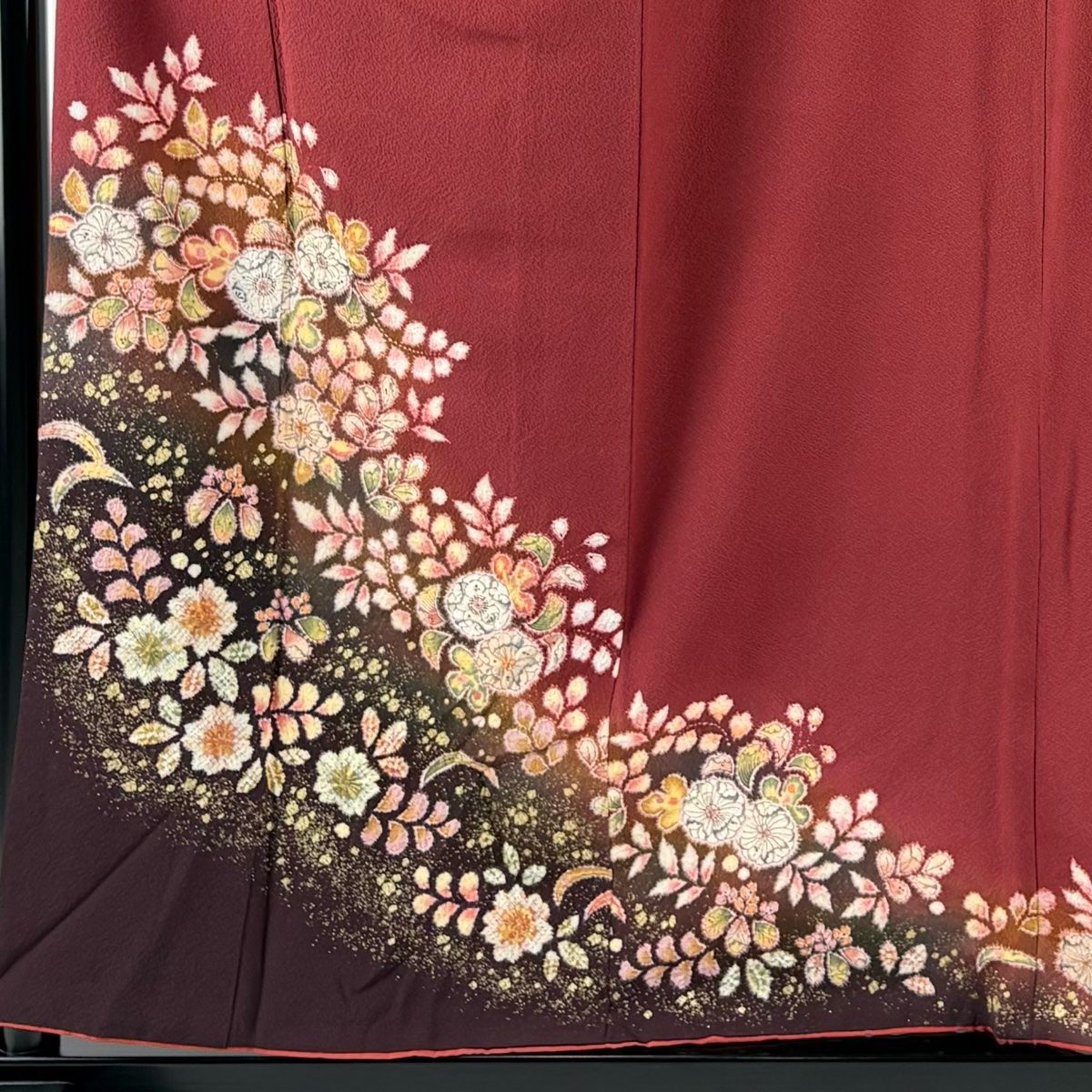 100％品質保障！ 付下げ 身丈156.5cm 裄丈63.5cm S 袷 翠山工房 やまと 落款 辻が花 金彩 ぼかし えんじ色 正絹 海外ファッション通販。