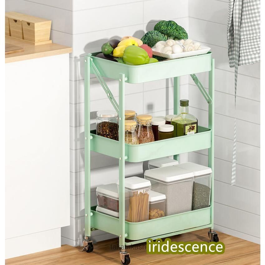  キッチンワゴン キャスター付き スリム 3段 北欧 おしゃれ スチールラック キッチン収納 カート アイリスプラザ 持ち運びOK 食器スタンド キッチン収納 ラック
