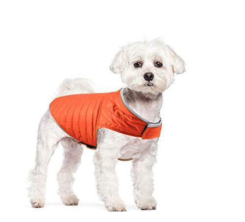L_オレンジ＋ブラウンＬ PETCUTE 犬 服 防寒着 ダウン ジャケット 両面使用 ペット服 ベスト 犬洋服 反射 パーカー 保温 防寒 可愛い ドッグウエア 冬服 簡単マジックテープ脱着 小型犬 中型犬 