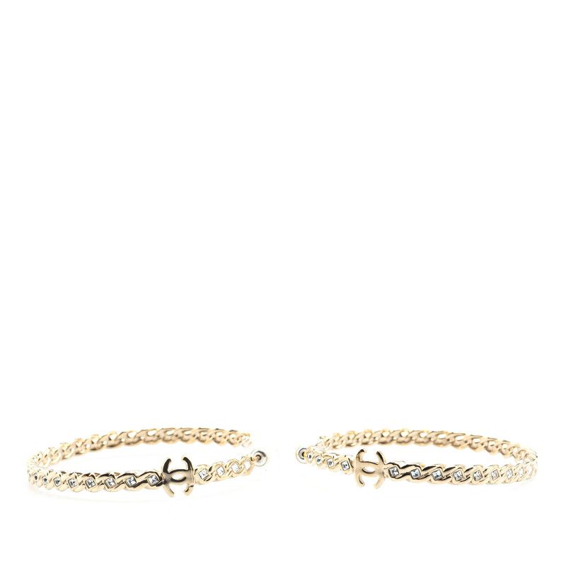 シャネル ココマーク フープピアス シャンパンゴールド メッキ ラインストーン レディース CHANEL 1-0207789