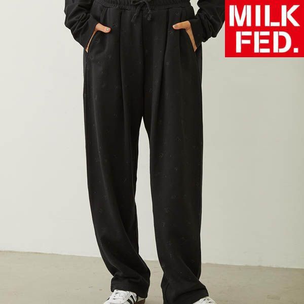 パンツ ミルクフェド MILKFED EMBROIDERY TUCK SWEAT PANTS 103254031002 レディース スウェットパンツ ボトムス 黒 ブラック milkfed オシャレ ブランド 春 秋 冬 ボトム スウェット
