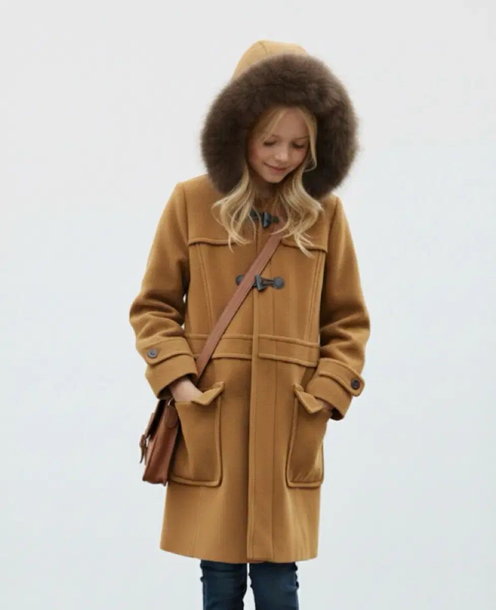 BEEN キッズ ウール ダブル ボタン ファー コート 165