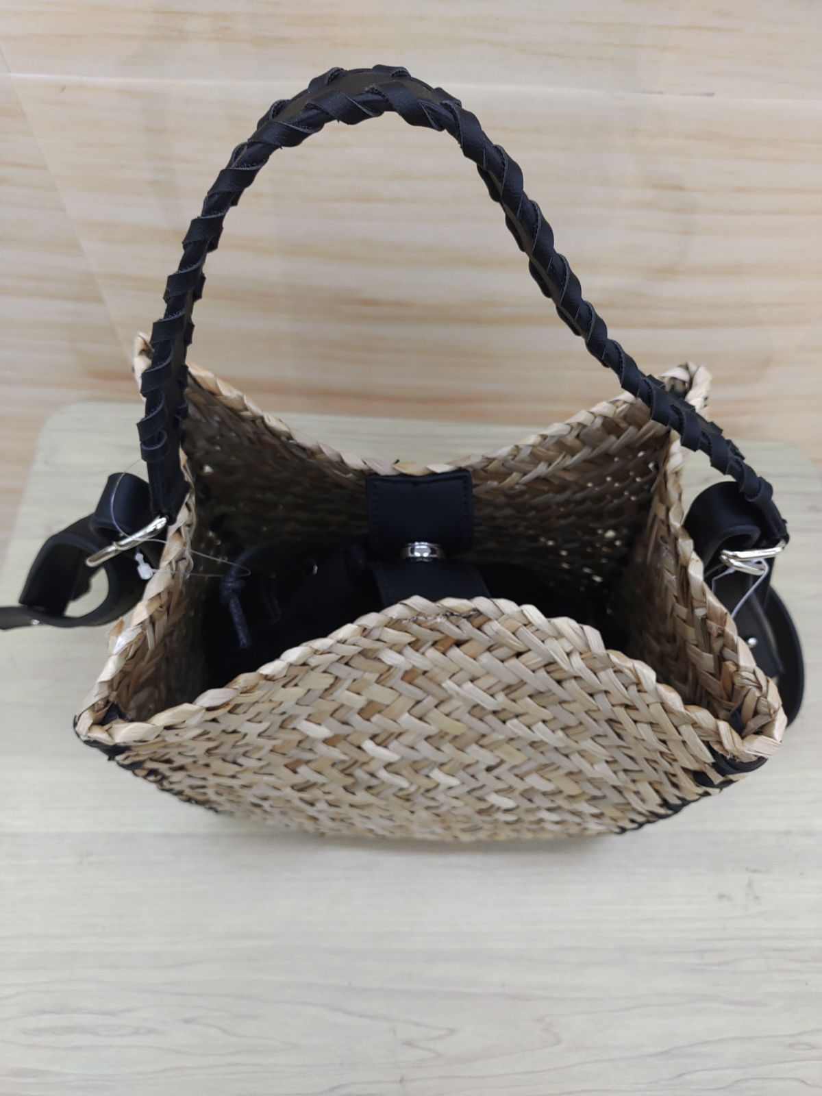 COOCO[クーコ]　フェザーレイクカガリ水草2WAYカゴバッグ[ブラック]