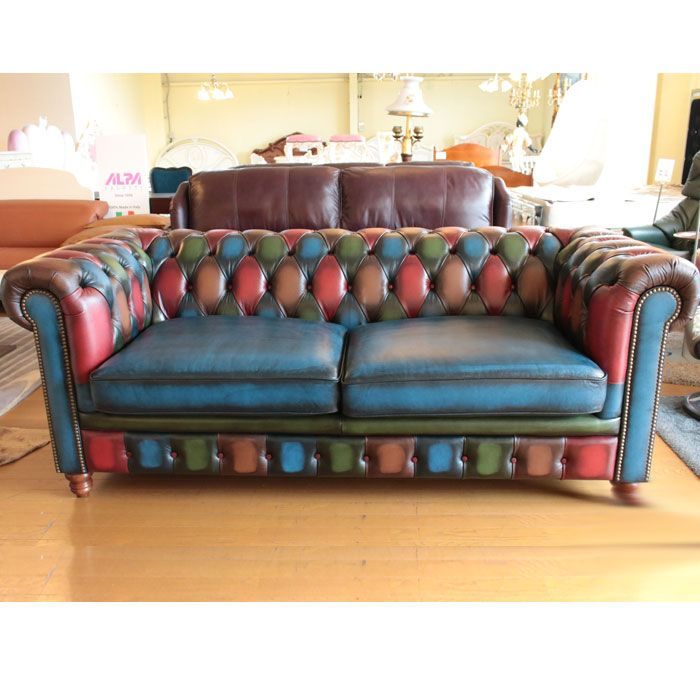本革 マレーシア製 パッチワーク トリプルソファ triple sofa 3P 本革 マレーシア製 パッチワーク トリプルソファ triple sofa 3P