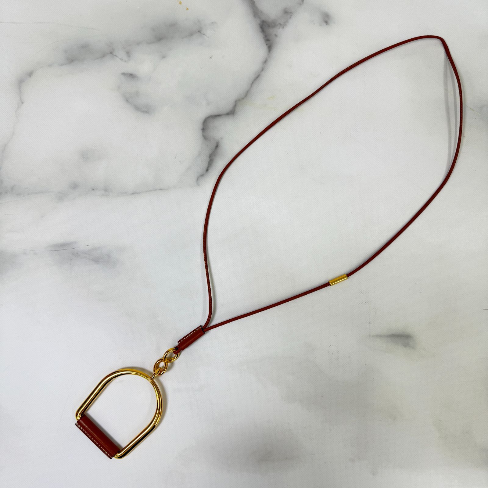 エルメス エリタージュエケストルネックレス ゴールド/ブラウン 2021年 春夏 HERMES エルメス ネックレス ペンダント
