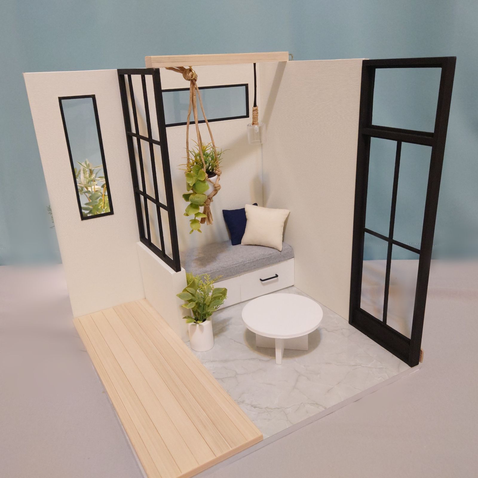 木製ドールハウス・背景ボード・ミニチュアハウス・ハンドメイド☆1/6 ドールハウス 1/6 背景ボード ミニチュア ハンドメイド - メルカリ