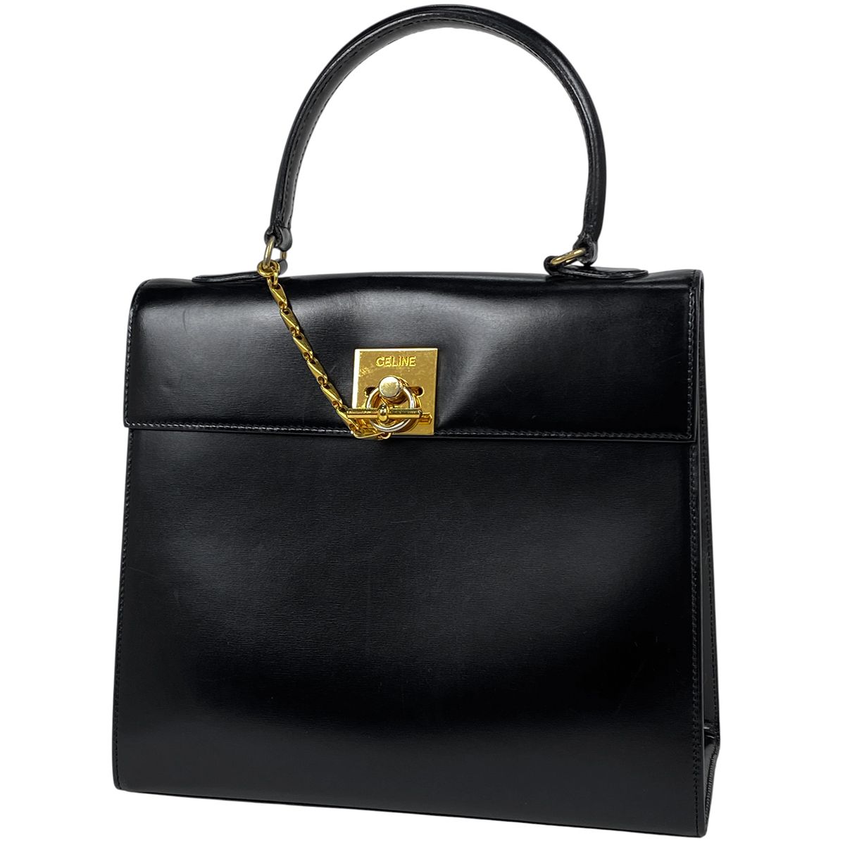 セリーヌ CELINE ロゴ ハンドバッグ 手提げ ハンドバッグ レザー ブラック レディース