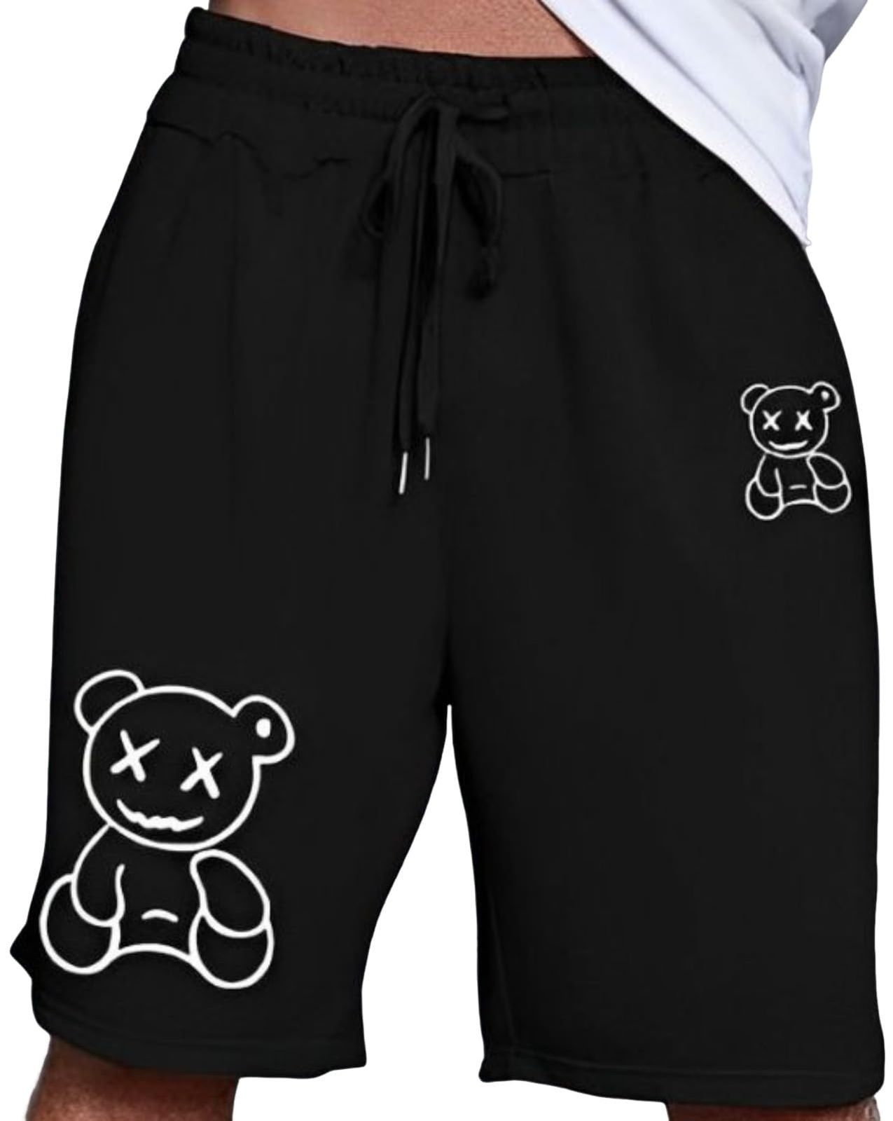 [アスペルシオ] くまプリント ハーフパンツ トレーニング オシャレ ボトムス メンズ ちょいワル アウトドア 膝上 短パン スポーツウェア ジム 半ズボン ウォーキング リラックス ショートパ