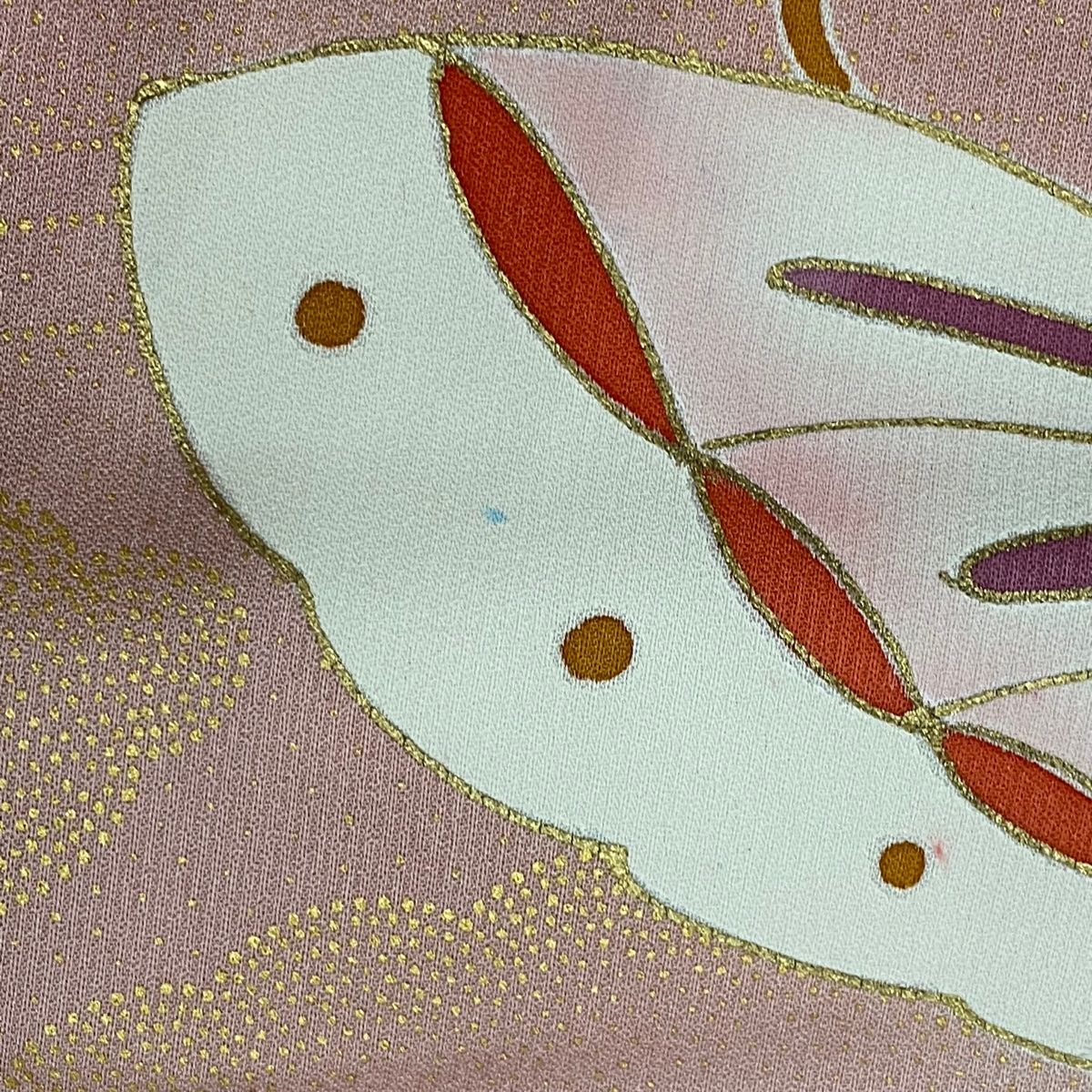 美品 蝶々と花模様 桜 菊 青緑色 金通し 金彩 袷 正絹 振袖・襦袢セット 未仕立て 振袖 単品 「緑 桜と菊に熨斗」 仮絵羽 振り袖 正絹