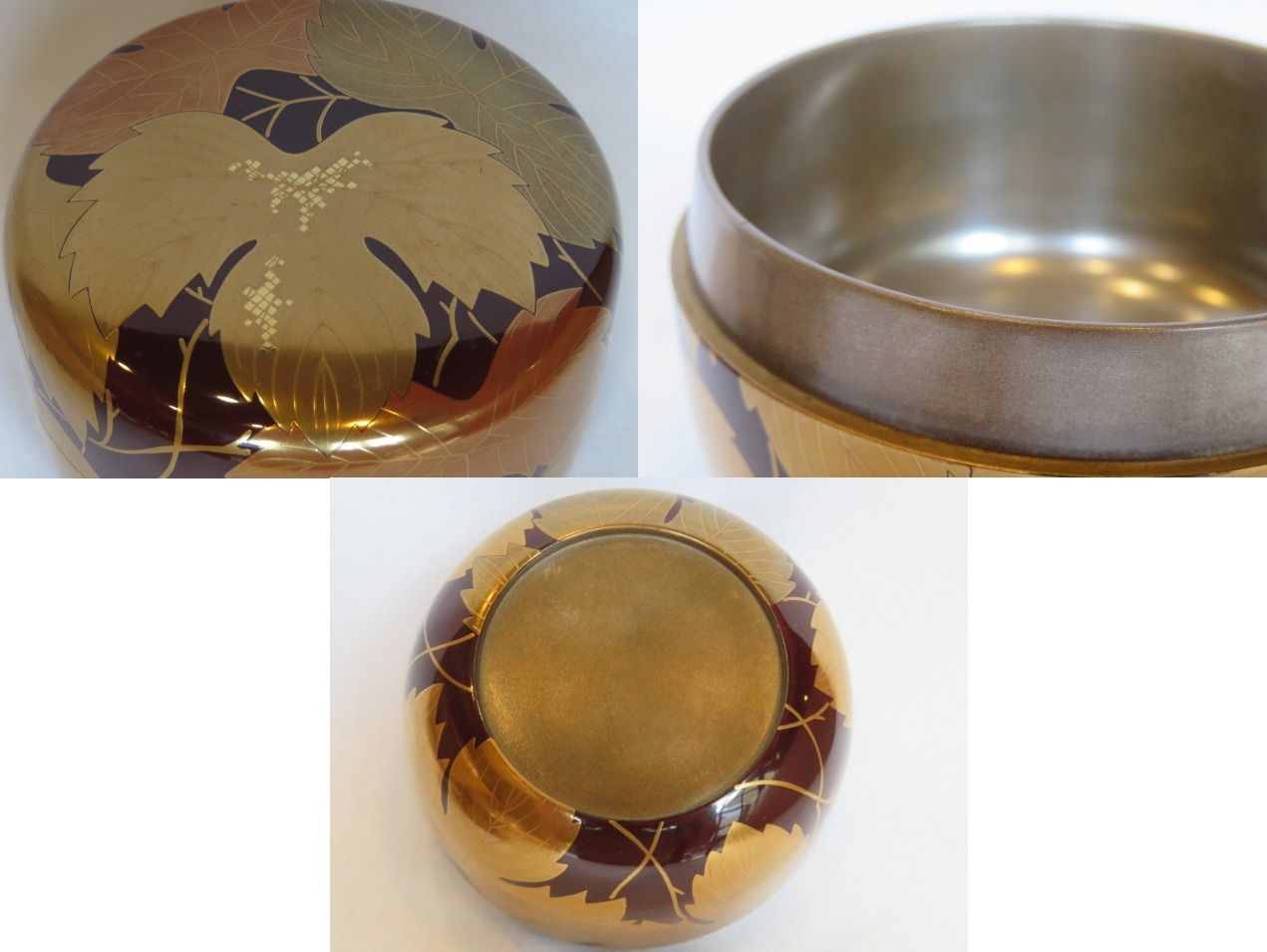 参考価格 九月◆特売品 孝三作 蔦蒔絵内銀地 大平棗 鵬雲斎宗匠花押箱書 税込 送料込