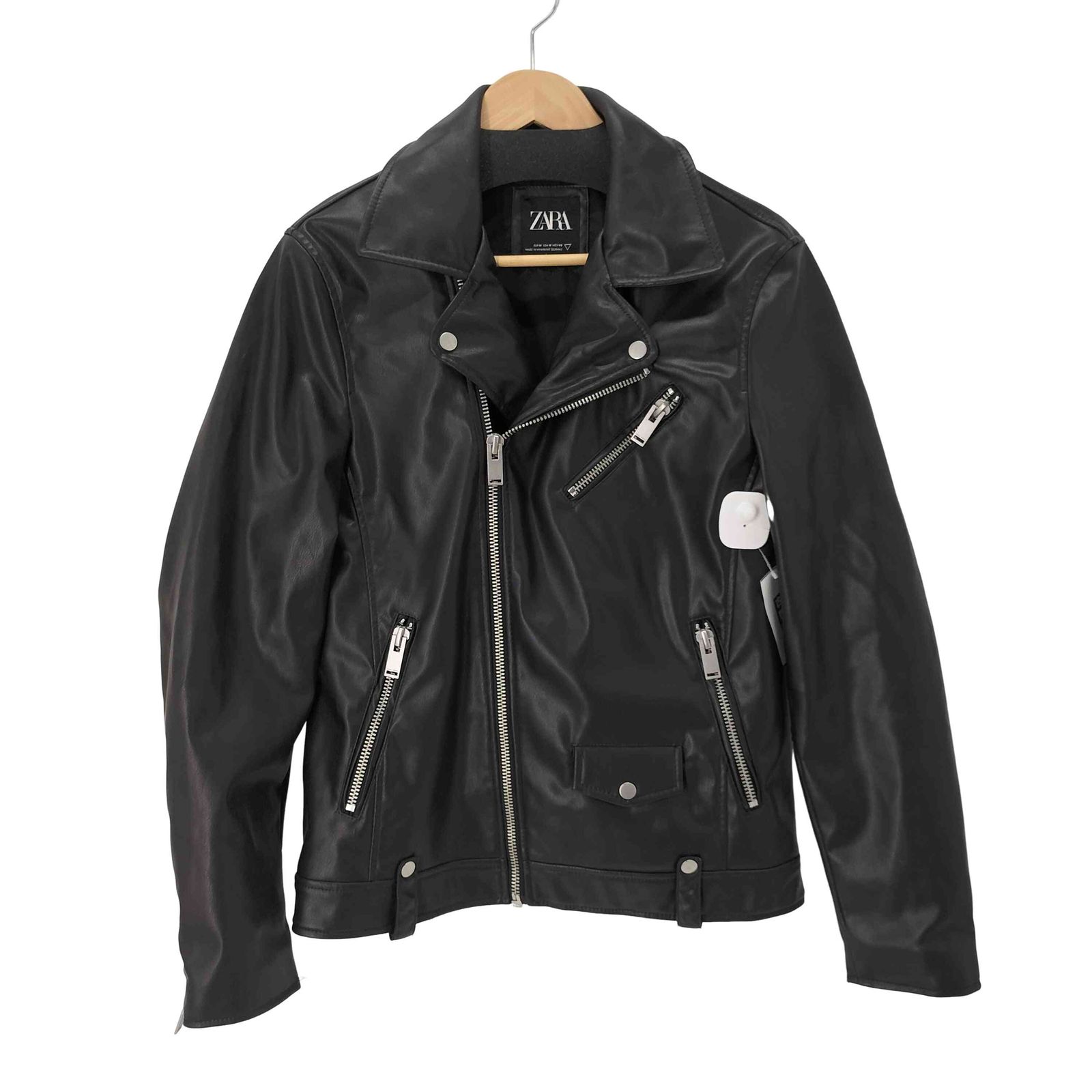 ZARA　ザラ　ダブルライダース　フェイクレザー　黒　ブラック　メンズ ザラ ZARA ダブル ライダース ジャケット フェイクレザー M