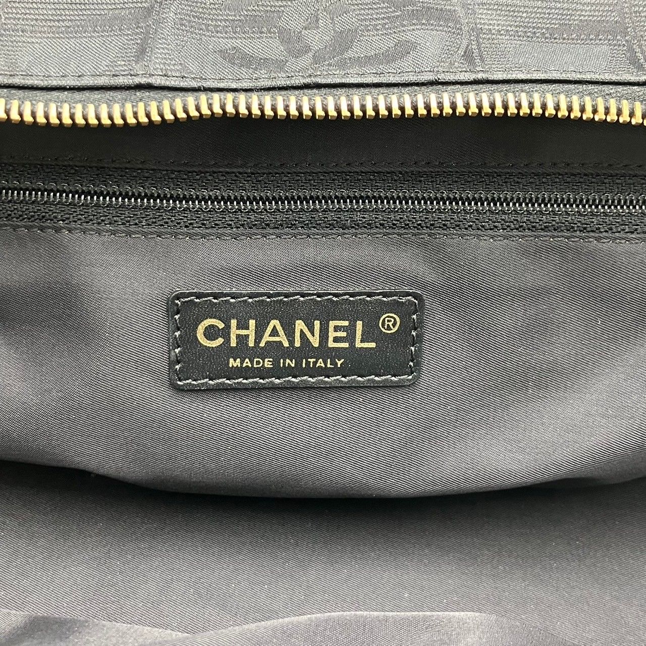 〇　CHANEL シャネル ニュートラベルライン ハンドバッグ ナイロンジャガード×レザー ブラック