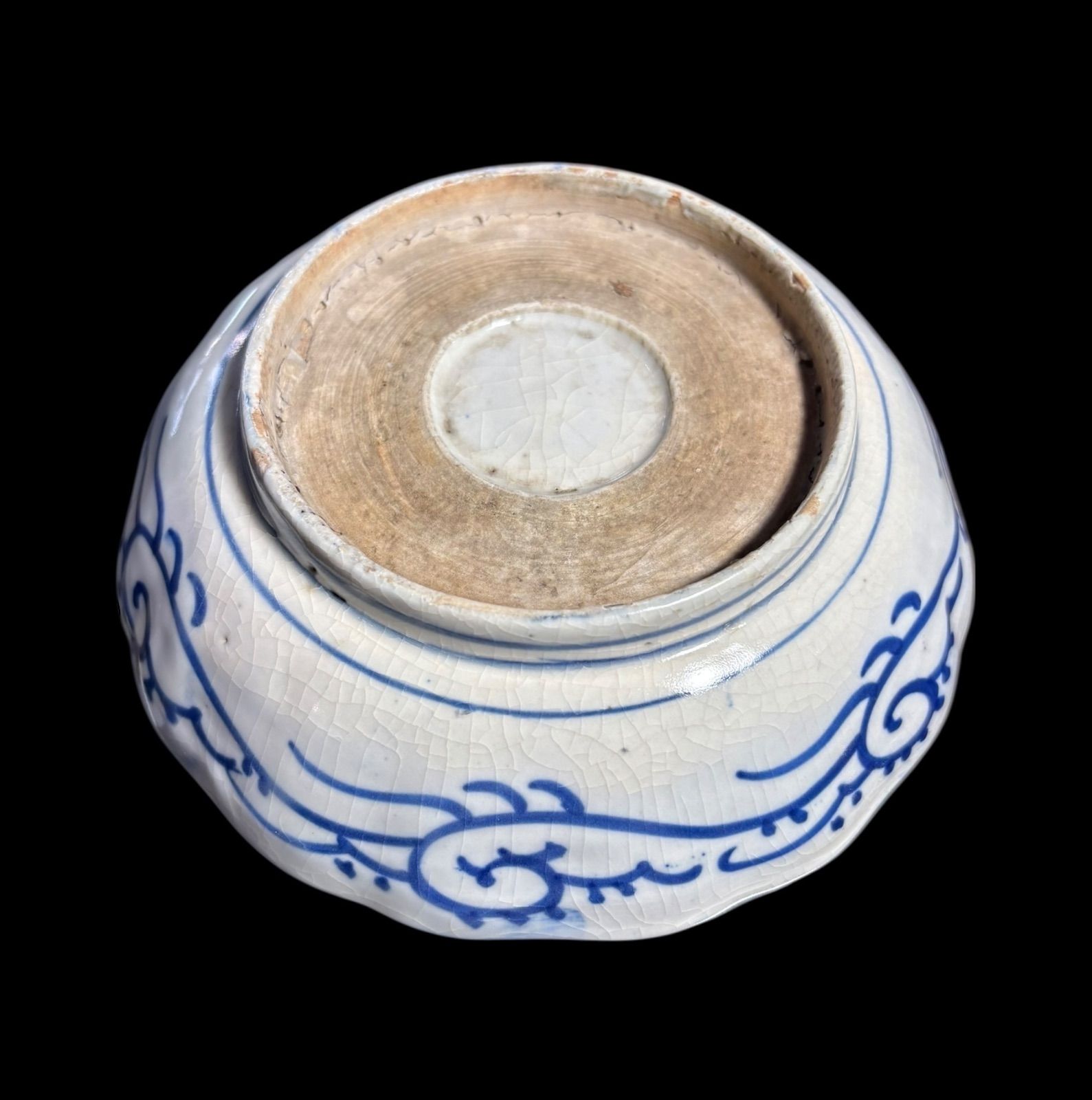 微塵唐草　二器セット　骨董　明治時代 2客セット】 明治 微塵唐草 染付 松竹梅 なます皿 丸皿 盛り皿