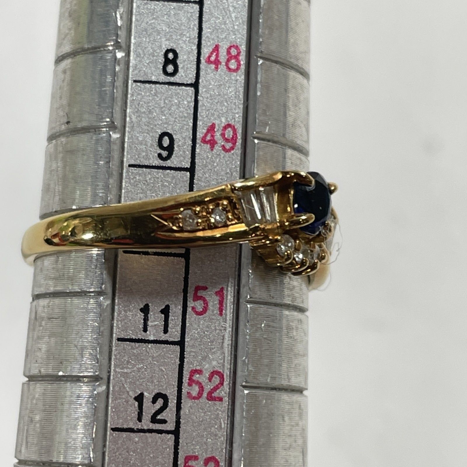 ☆ K18刻印 18金 ゴールド石付きデザインリング 指輪 10号 ケース付属 