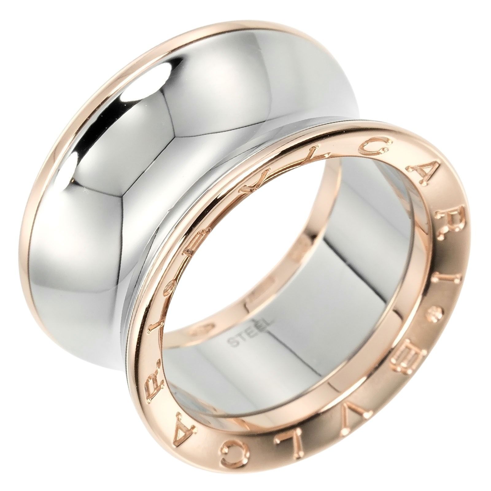 BVLGARI ブルガリ ビーゼロワン アニッシュカプーア ステンレススチール×K18ピンクゴールド 15号 レディース 10.5g リング 指輪
