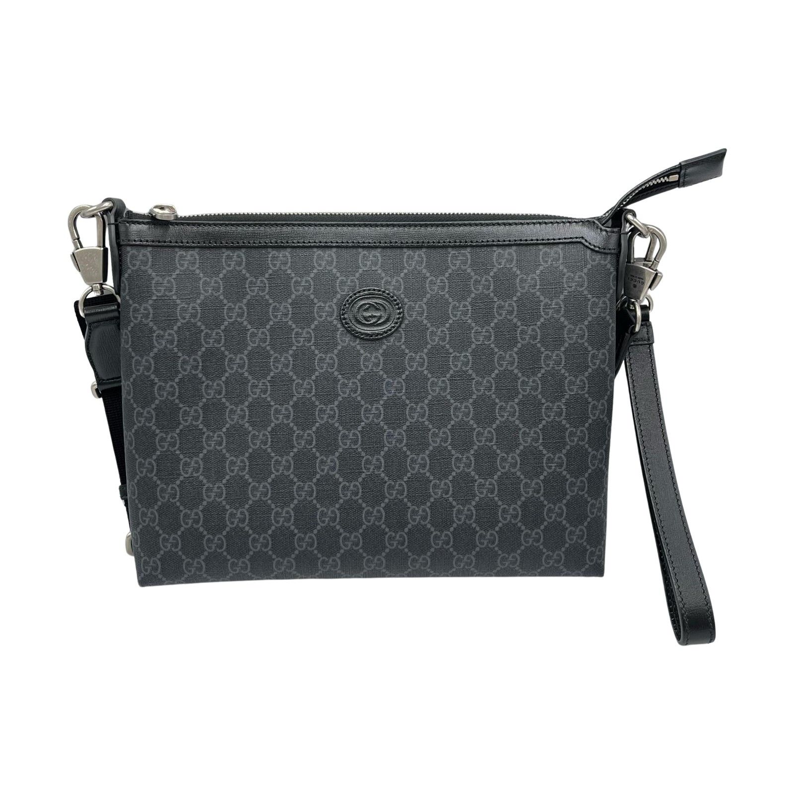 グッチ GUCCI ショルダーバッグ インターロッキングG メッセンジャーバッグ GGスプリームキャンバス ブラック メンズ